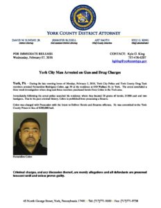 York City Man Arrested on Gun and Drug Charges – February 7, 2018
