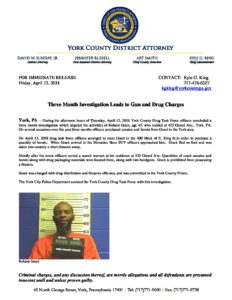 Three Month Investigation Leads to Gun and Drug Charges – April 13, 2018