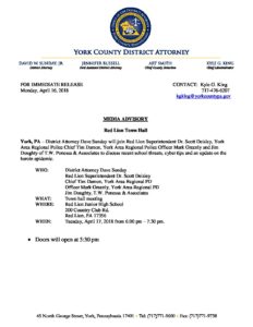 Media Advisory – Red Lion Town Hall
