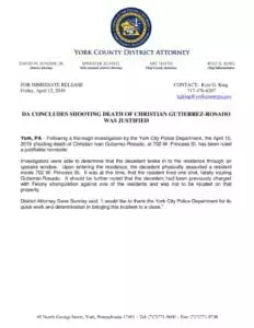 DA Concludes Shooting Death of Christian Gutierrez-Rosado Was Justified
