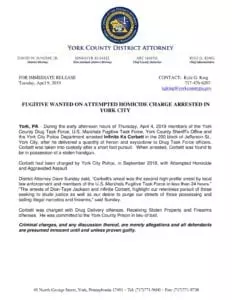 Fugitive Wanted On Attempted Homicide Charge Arrested In York City