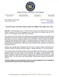 Month Long Investigation Leads To Arrest of York City Man
