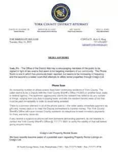 Scams Media Advisory
