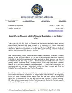 Local Woman Charged with the Financial Exploitation of her Mother-in-Law