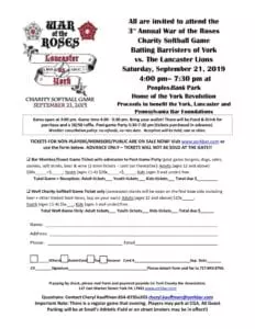 3rd Annual War of the Roses Charity Softball Game