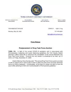 Postponement of Drug Task Force Auction