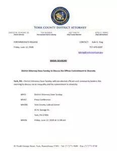 District Attorney Dave Sunday to Discuss the Offices Commitment to Diversity