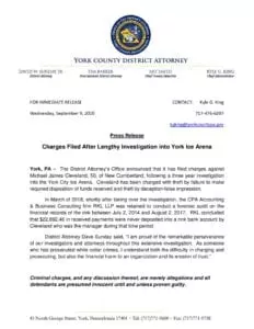 Charges Filed After Lengthy Investigation into York Ice Arena