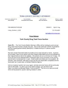 York County Drug Task Force Auction