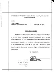 Report Of The  York County Investigating Grand Jury Into The April 9, 2018 Death Of  Everett Palmer, Jr.