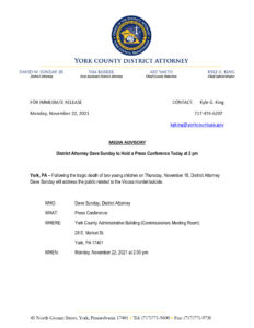 Media Advisory - Press Conf 11 22 21