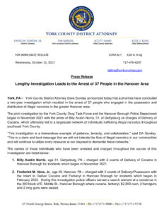 Press Release - Hanover Drug Bust