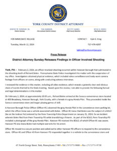 Press Release - District Attorney Sunday Releases Findings in Officer Involved Shooting