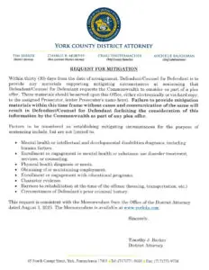 Request for Mitigation